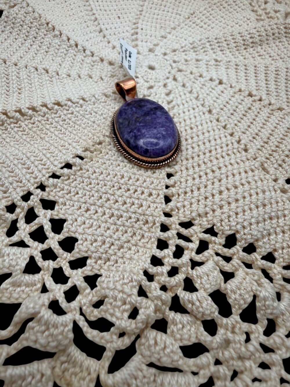NWT Purple Charoite Oval Pendant Copper Handmade Gemstone  Rustic Boho Chic gift